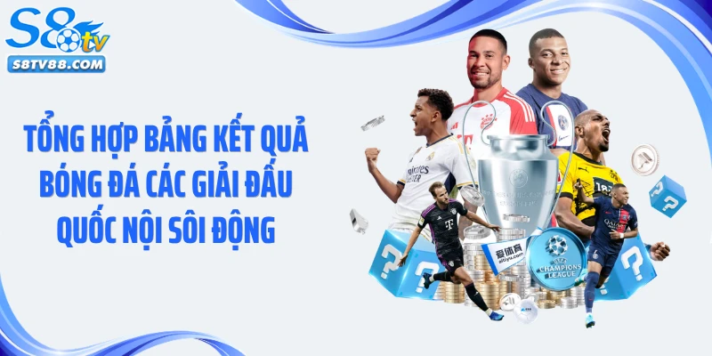 Tổng hợp bảng kết quả bóng đá các giải đấu quốc nội sôi động